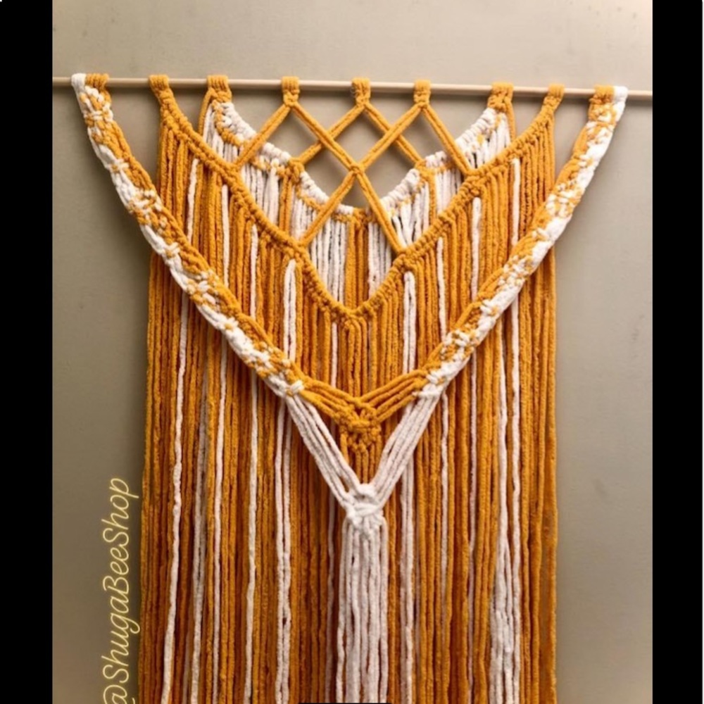 Mustard Gold and White Macrame Wall Decor - Picture 4 of 4